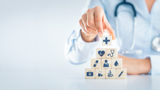 Healthcare Blog Image - doctor & icons blocks